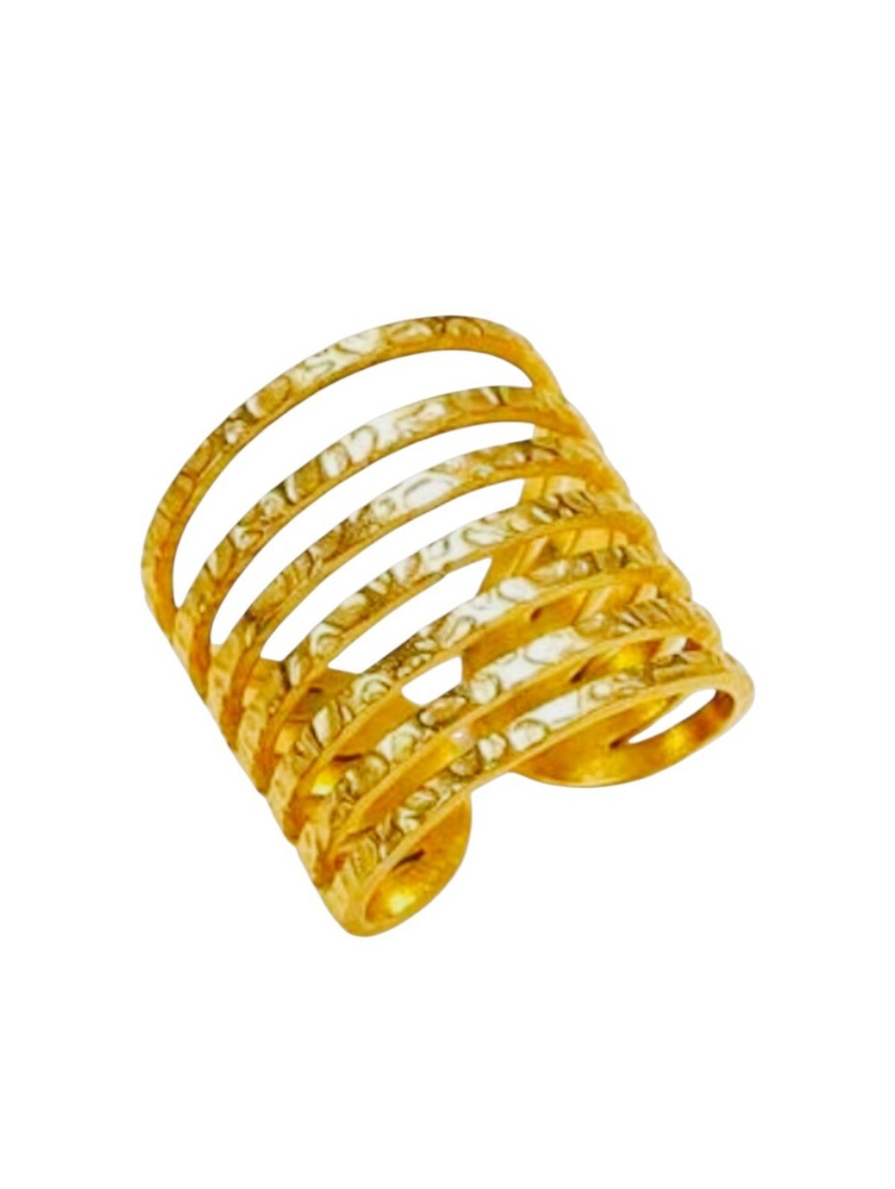 Gold Spiral Helix Ring with Polished Finish